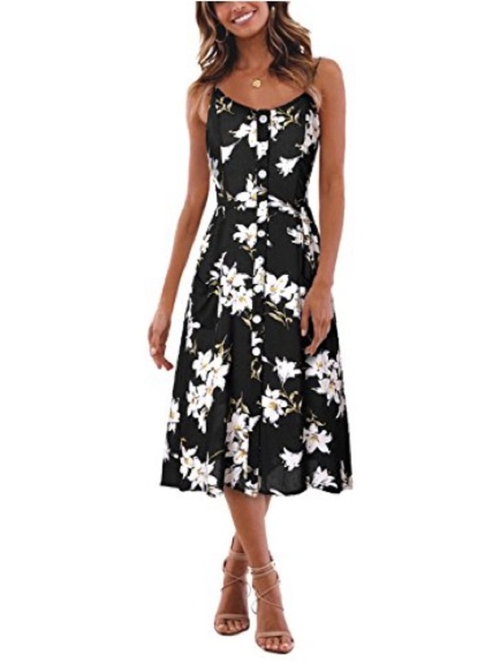 Blooming Jelly Dresses & Skirts - Blooming Jelly Black Floral Spaghetti Strap Midi Dress With Pockets Size M